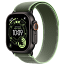 Apple Watch Ultra 3, 49 мм, корпус из титана цвета Чёрный (Black Titanium), ремешок Trail, цвет зеленый, S/M