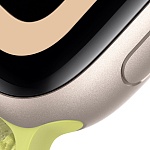 Apple Watch SE 3, 44 мм, корпус из алюминия цвета Полуночный черный, ремешок спортивный, цвет туманно-голубой, M/L