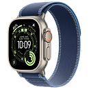 Apple Watch Ultra 3, 49 мм, корпус из титана цвета Серый (Natural Titanium), ремешок Trail, цвет синий, S/M