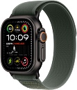 Apple Watch Ultra 2, 49 мм, корпус из титана цвета Чёрный (Black Titanium), ремешок Trail, цвет зеленый, S/M