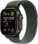 Apple Watch Ultra 2, 49 мм, корпус из титана цвета Чёрный (Black Titanium), ремешок Trail, цвет зеленый, M/L