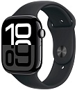 Apple Watch Series 10, 46 мм, корпус из алюминия цвета Чёрный глянец, ремешок спортивный, цвет чёрный (black titanium), M/L