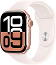 Apple Watch Series 10, 46 мм, корпус из алюминия цвета Розовое золото, ремешок спортивный, цвет румянец, S/M