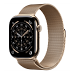 Apple Watch Series 11, 46 мм, корпус из титана цвета Золотой (Desert Titanium), ремешок Milanese, цвет золотой (desert titanium), S/M