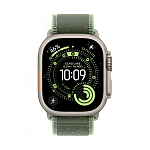 Apple Watch Ultra 3, 49 мм, корпус из титана цвета Серый (Natural Titanium), ремешок Trail, цвет зеленый, S/M