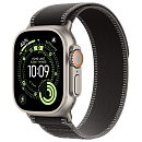Apple Watch Ultra 3, 49 мм, корпус из титана цвета Серый (Natural Titanium), ремешок Trail, цвет черный, S/M