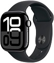 Apple Watch Series 10, 42 мм, корпус из алюминия цвета Чёрный глянец, ремешок спортивный, цвет чёрный (black titanium), S/M