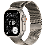 Apple Watch Ultra 3, 49 мм, корпус из титана цвета Серый (Natural Titanium), ремешок Milanese, цвет натуральный титан, L