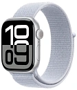Apple Watch Series 10 46mm Silver (тканевый ремешок бело-голубой без размера)