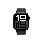 Apple Watch Series 10, 42 мм, корпус из алюминия цвета Чёрный глянец, ремешок спортивный, цвет чёрный (black titanium), M/L