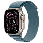 Apple Watch Ultra 3, 49 мм, корпус из титана цвета Серый (Natural Titanium), ремешок Alpine, цвет светло синий, S